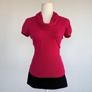 Express Design Studio Sweater Womens Small Pink Cowl Neck Short Sleeve Knit